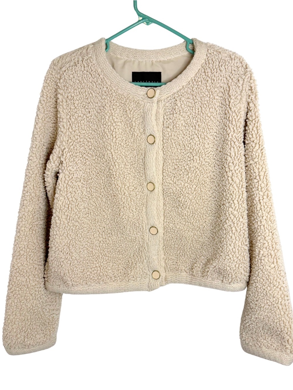 Sanctuary Cream Teddy Sherpa Button Down Jacket Size Medium